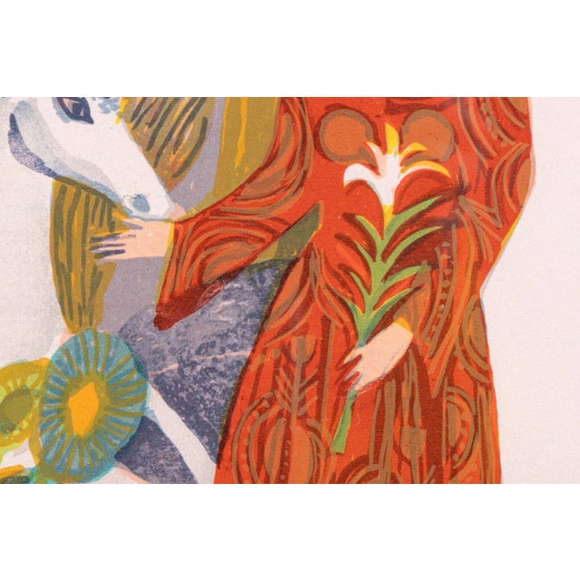 Red Mid 20th Century Virgo Zodiac Hand Signed Contemporary 55/250 Framed Lithograph by Judith Bledsoe For Sale - Image 8 of 10