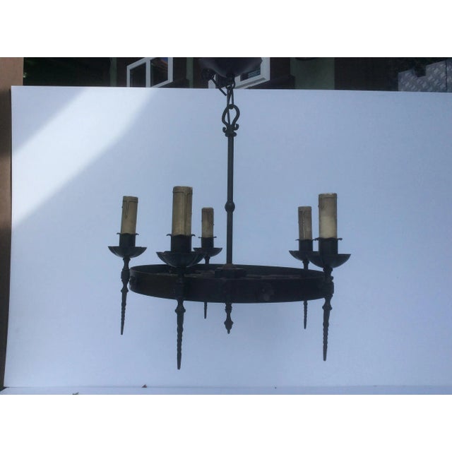 1910s Antique Iron Chandelier in the Renaissance Revival Style For Sale - Image 5 of 11