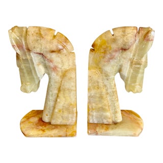 Horse Head Alabaster Bookends For Sale