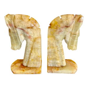 Horse Head Alabaster Bookends