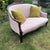 Vintage Blush Wood Frame Loveseat For Sale In Chicago - Image 6 of 15