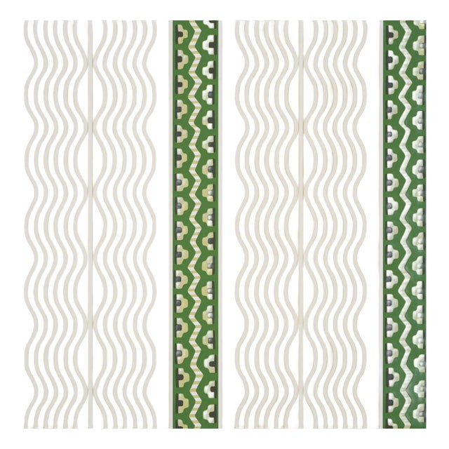 Sample - Schumacher x Johnson Hartig Crème Anglaise Wallcovering in Juniper Green For Sale