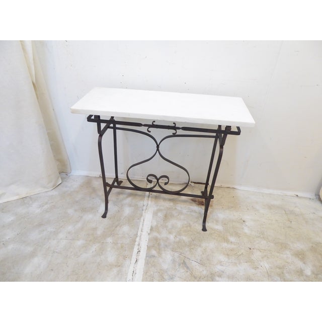 Vintage Iron & Marble Garden Table For Sale - Image 4 of 4