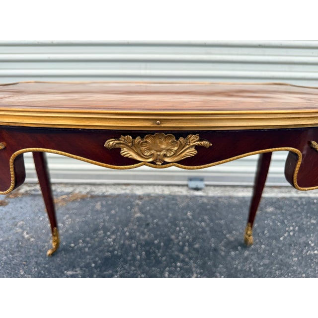 Rococo Vintage Louis XV Marquetry Serving Table Rolling Wheels For Sale - Image 3 of 8