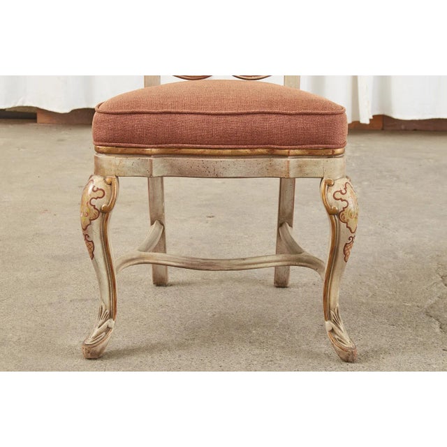 Set of Eight Chinoiserie Queen Anne Style Dining Chairs For Sale - Image 11 of 13