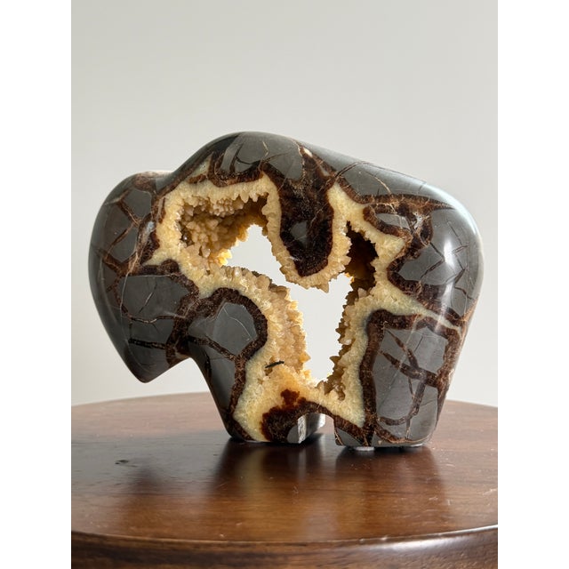 Gemstone Calcite Crystal Septarian Buffalo Sculpture Carved Stone Masculine Rugged For Sale - Image 7 of 17
