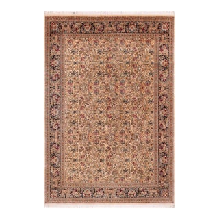 Floral Pak-Persian Ivory/Black Wool Rug - 9'0'' X 12'5'' For Sale