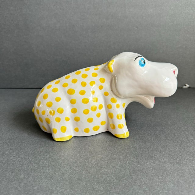 Vintage Hippo Piggy Bank Italian Hand Painted Made In Italy Such a charming little guy, use him as decor or as a piggy...