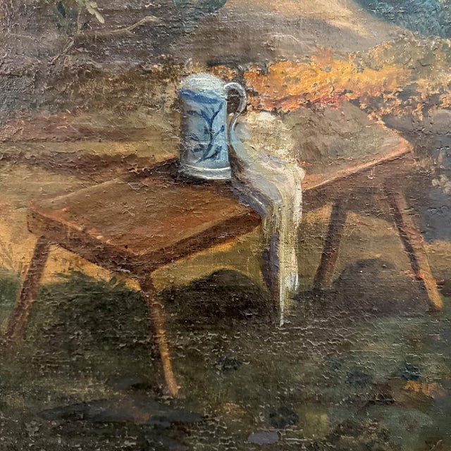 18th Century French Breton Boiserie Panel Oil on Canvas in Napoleon III Frame For Sale - Image 13 of 16