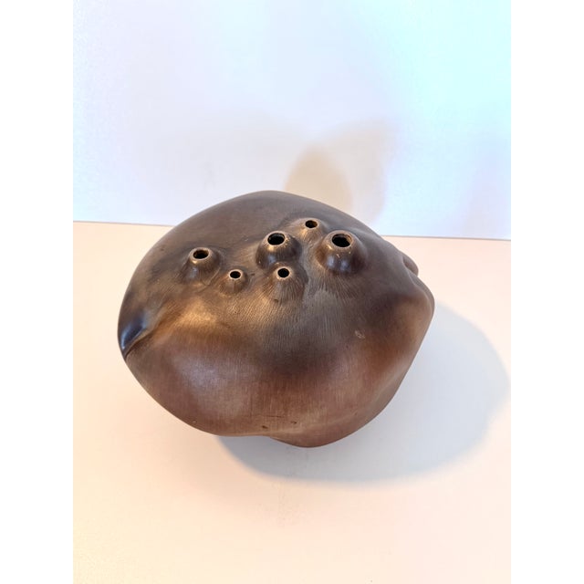 Brown Lacquered Ceramic Tulip Vase / Centerpiece attributed to Giacomo Onestini, 1970s For Sale - Image 15 of 15