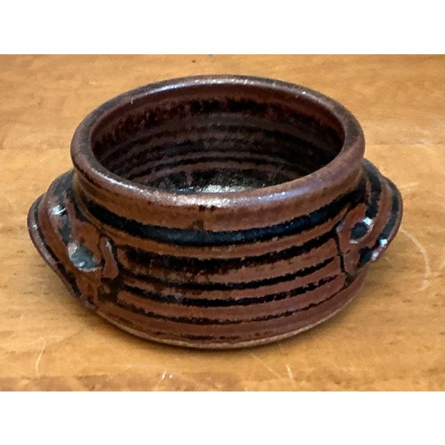 Vintage Striped Ceramic Pottery Bowl For Sale - Image 4 of 11