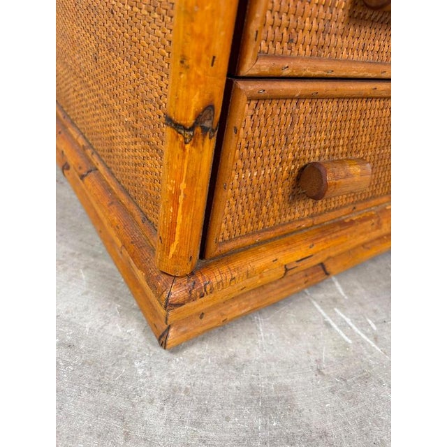Brown Bamboo and Rattan Chest of Drawers, Italy, 1960s For Sale - Image 8 of 10