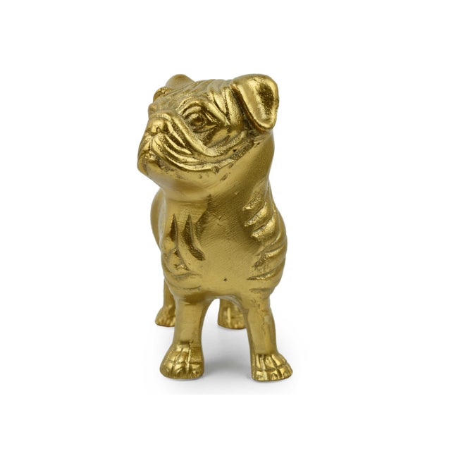 Figurative Late 20th Century Golden Cast Metal Bulldog Figurine For Sale - Image 3 of 7