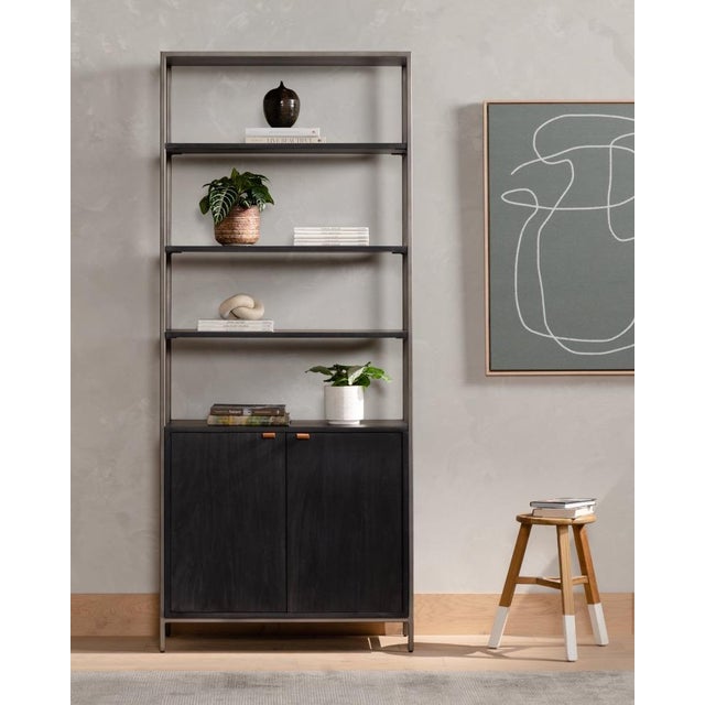 2020s Four Hands Trey Modular Wide Bookcase, Black Wash For Sale - Image 5 of 13