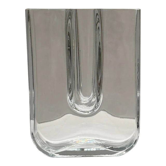 1970s Bertil Vallien for Kosta Boda Scandinavian Modernist U-Shaped Glass Vase For Sale