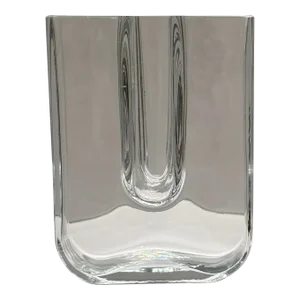 1970s Bertil Vallien for Kosta Boda Scandinavian Modernist U-Shaped Glass Vase