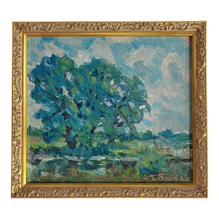 Early 20th Century Impressionist Painting, Oil on Board, Framed For Sale