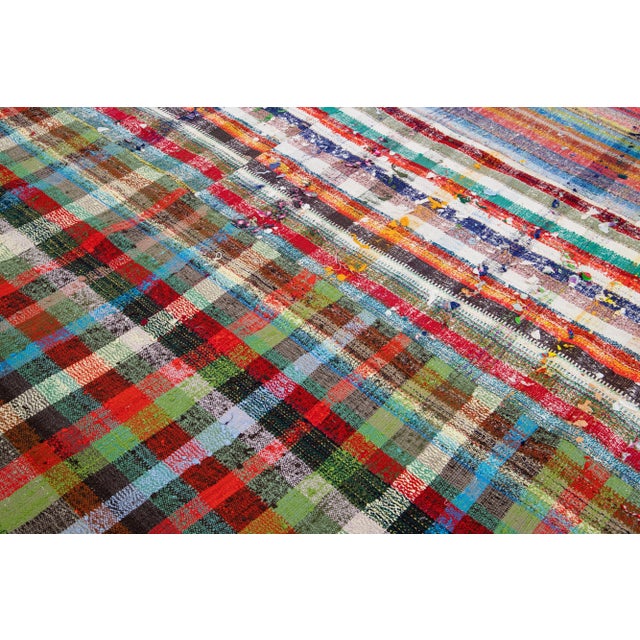 Vintage Turkish Kilim Flatweave Wool Rug With Multicolor Geometric Pattern For Sale - Image 10 of 12