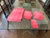 Textile Vintage Buffalo Check Pink Tablecloth & Napkins Set- 11 Pieces For Sale - Image 7 of 12