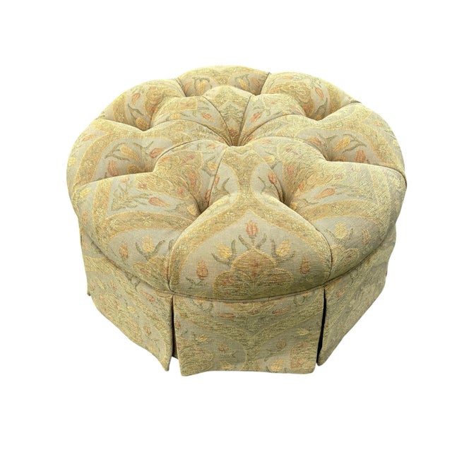 Textile French Abusson Style Upholstered Skirted Ottoman by Pearson For Sale - Image 7 of 9
