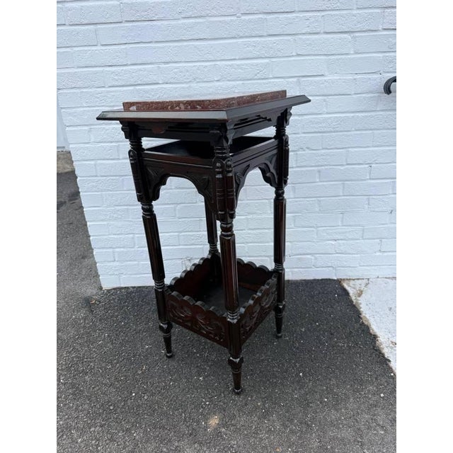 Early 20th Century Antique Victorian Eastlake-Style Parlor 2 Tier Side Table or Stand For Sale - Image 5 of 11