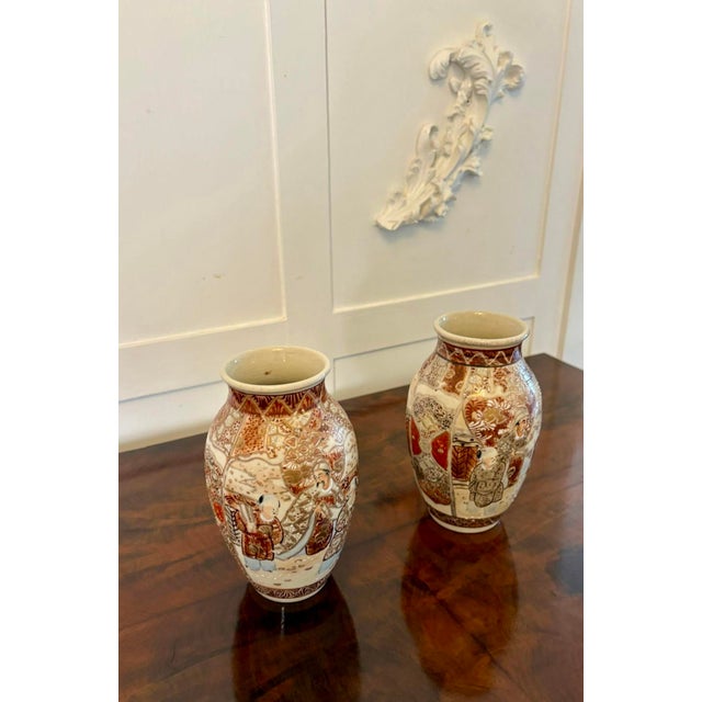 Antique Edwardian Quality Satsuma Vases, 1900s, Set of 2 For Sale - Image 11 of 13