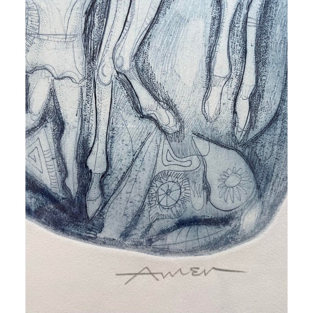 Mid 20th Century Rare Pencil Signed Artist Proof Irving Amen “Con Spirito” Colored Etching. 4/P For Sale - Image 5 of 9