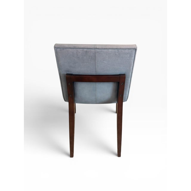 Dark Gray Set of 6 Holly Hunt Studio H Modern Leather Dining Chairs For Sale - Image 8 of 14