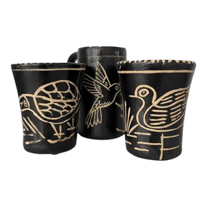 Vintage Oaxacan Pottery Mugs - Set of 3