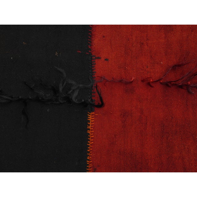 1970s Vintage Handmade Wool Cotton Red Green Runner Rug For Sale - Image 11 of 11