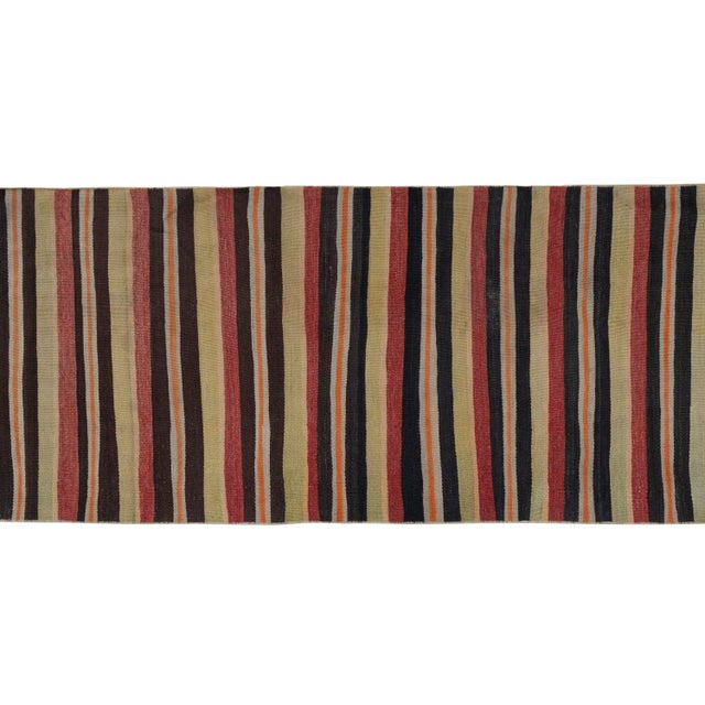 Mid-Century Modern Vintage Colorful Striped Turkish Kilim Runner 2'6" X 8' For Sale - Image 3 of 10