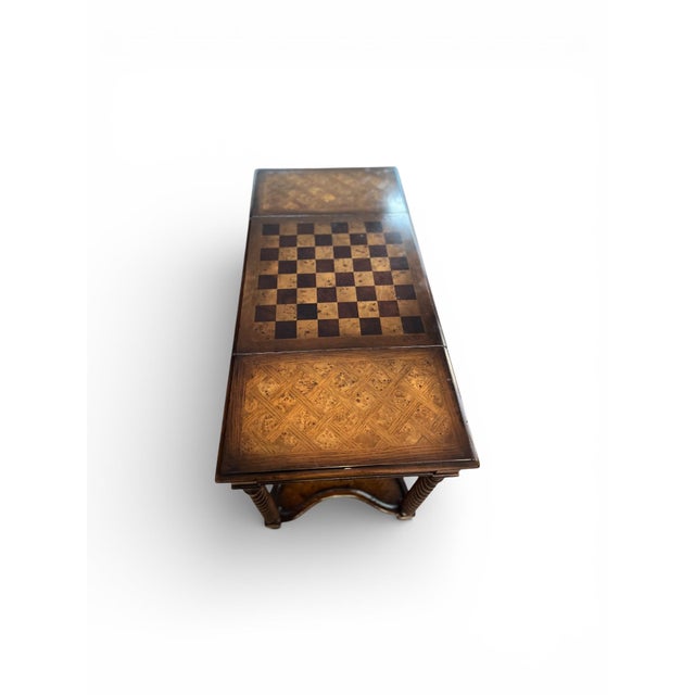 Vintage Bombay Company Parquetry Game Table For Sale - Image 9 of 11