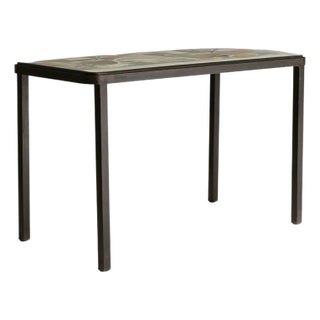 20th Century Italian Metal Coffee Table with Artistic Enamel Top For Sale