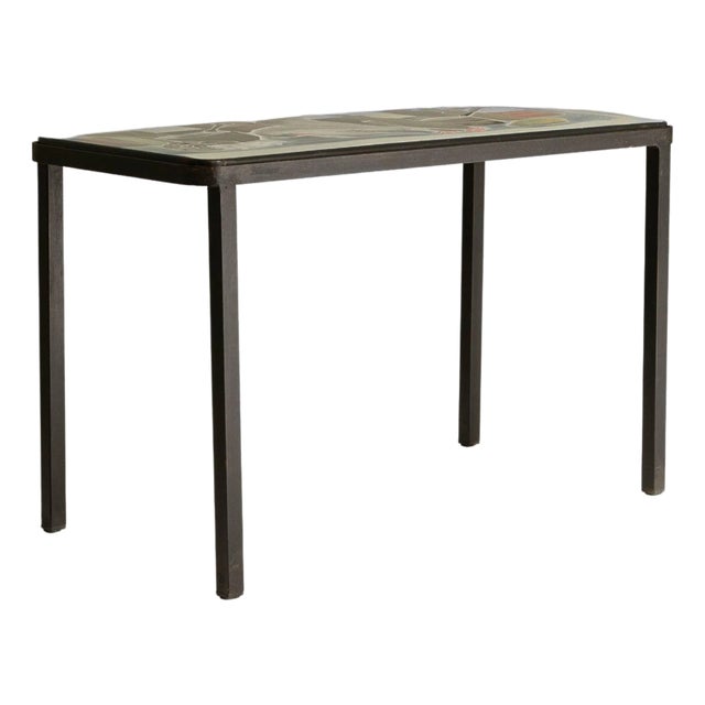 20th Century Italian Metal Coffee Table with Artistic Enamel Top For Sale