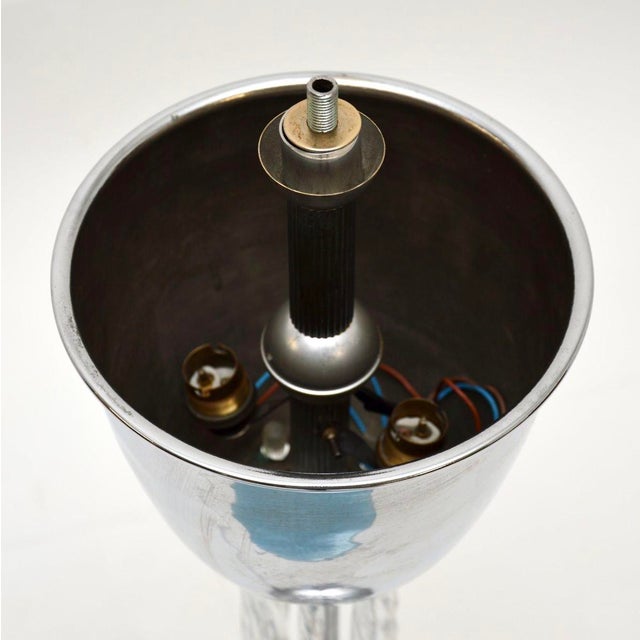 1930s Large French Art Deco Chrome and Glass Table Lamp, 1930s For Sale - Image 5 of 7