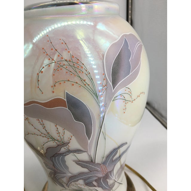 1980s Hollywood Regency Iridescent Lamps - a Pair For Sale - Image 10 of 11