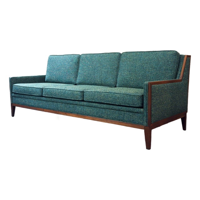 1950s Walnut Framed Mid-Century Modern Sofa For Sale