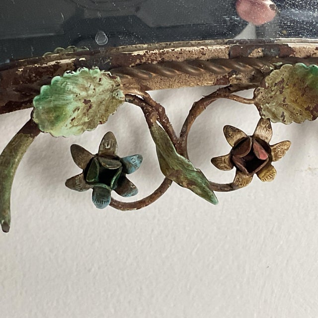 Vintage Italian Tole Floral Mirror For Sale - Image 9 of 12