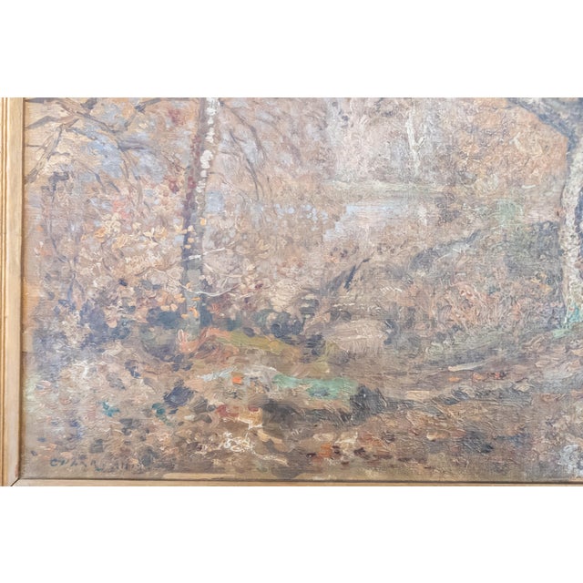 19th or 20th Century American Impressionist Wooded Landscape Painting, Signed Illegibly For Sale - Image 10 of 17