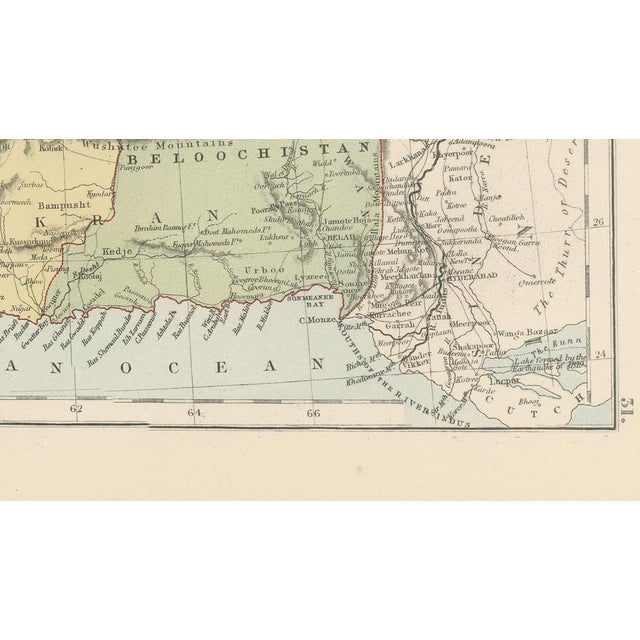 Antique Map of Afghanistan and Beloochistan Blacks Atlas, 1884 For Sale - Image 9 of 10