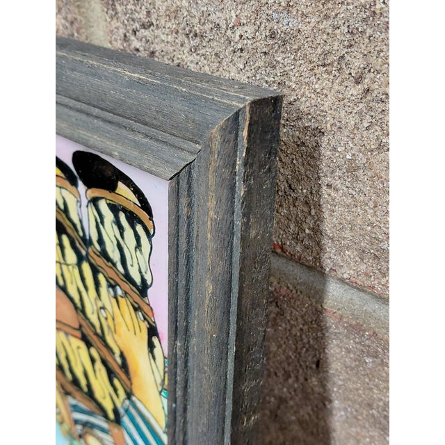 Wood Framed Punakawan Reverse Glass Painting of Petruk Giving a Speech For Sale - Image 7 of 9