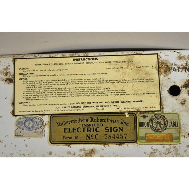Blue Vintage 1958 Jos. Schiltz Large 73" Lighted Brewing Beer Advertisement Bar Sign For Sale - Image 8 of 13
