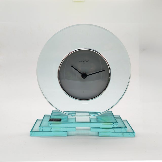 Glass Vintage Crystal Table Clock by Omodomo, 1970s For Sale - Image 7 of 7