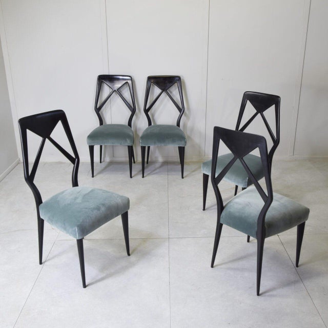 Wood Chairs attributed to Vittorio Dassi for Dassi Mobili Moderni, 1950s, Set of 5 For Sale - Image 7 of 11