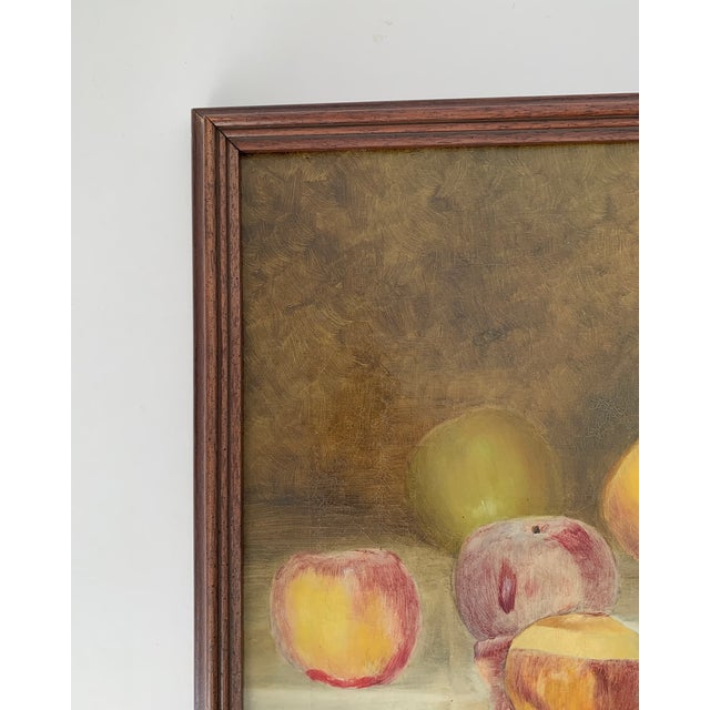 Early 20th Century Antique Still Life of Bread and Apples Artist Unknown For Sale - Image 5 of 9