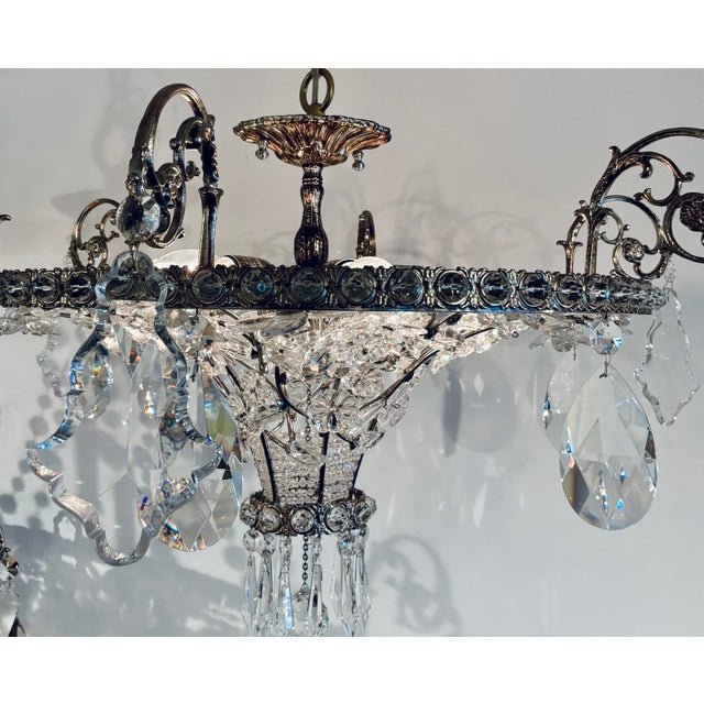 Myran Allan Luxury Lighting Neoclassical Antique Silver Bohemian Crystal Semi-Flush Mount For Sale - Image 4 of 6