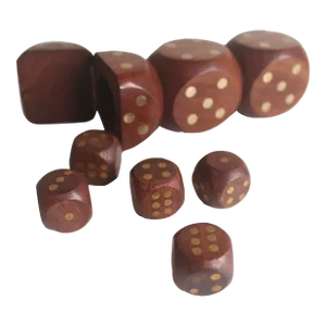 Vintage Wood and Brass Dice Holder Box Set of Five Dice