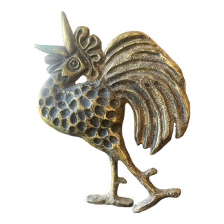 Contemporary Rooster Sculpture in Brass For Sale
