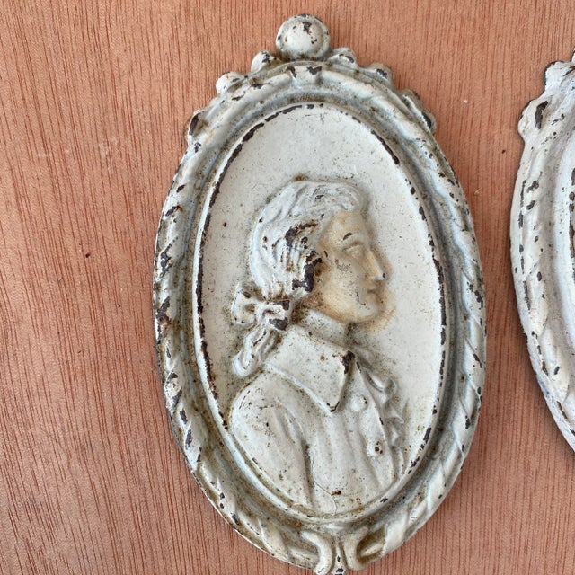 Beautiful 1920s Waverly Studio cast iron curtain tie backs. Hand painted, unique 2 male Victorian portraits! Waverly...