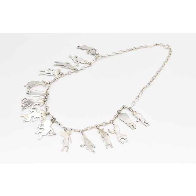 Late 20th Century Late 20th Century Southwestern Sterling Silver Figural Charm Necklace, Kachina-Inspired Folk Art Style For Sale - Image 5 of 10